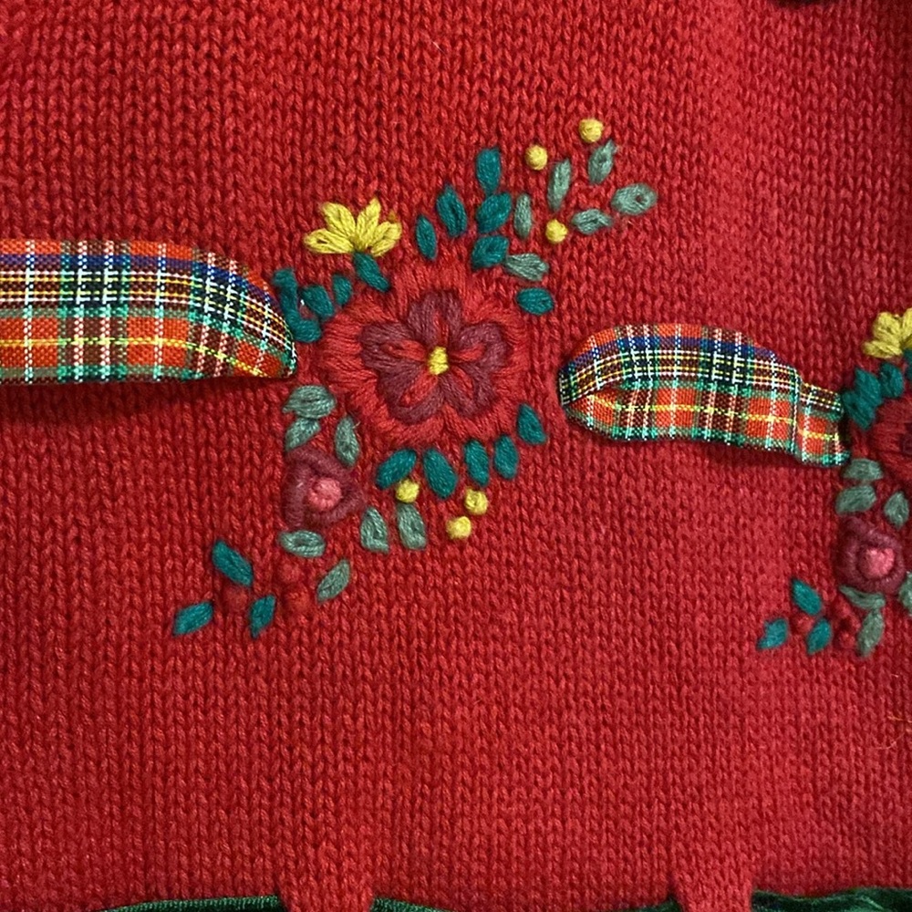 Alfred Dunner Large Christmas  Grannycore Teacher Vest Open knit Vintage Large - Picture 6 of 8
